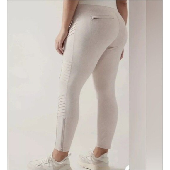 Athleta Delancey Moto Tight Womens Size 1X Legging Braiden Cream Ivory Ankle Zip - Picture 1 of 15